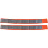 Benzi reflectorizante pentru incheietura mainii, brat, glezna, picior, Walser, reflectoare de siguranta pana la 100 m pe timp de noapte, alergare, ciclism, portocaliu, 2 buc, universale, elastice, 40 x 3.8 cm