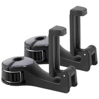 Carlig tetiera scaun auto, multifunctional suport telefon, reglabil, rotire 360 de grade, greutate suportata max 10 kg, plastic + ABS, 12 x 9 x 5.5 cm, Roll Fast, negru, set 2 bucati