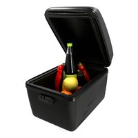 Portbagaj bicicleta cutie transport izolata termic, Fischer, volum 16 L, cu fermoar si incuietoare cu cifru, poliester negru