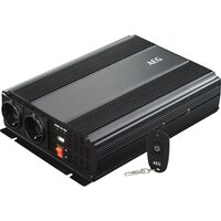 Invertor auto 1000 W, AEG, DC 12V la AC 230V, cu telecomanda, unda sinusoidala modificata, 2 prize Schuko, rulota, autorulota, camper, 1 port USB, negru 