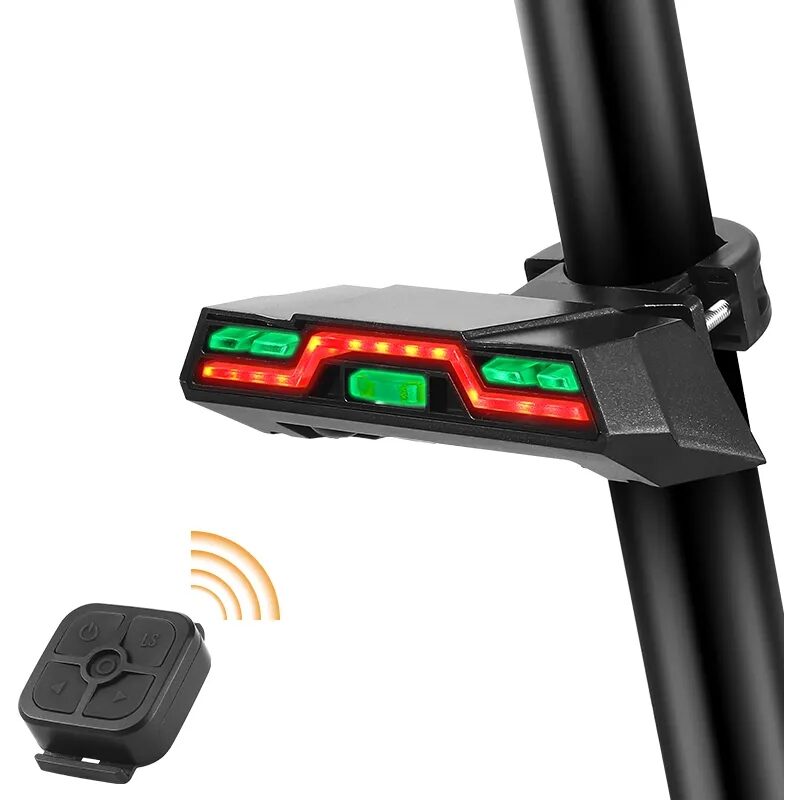 Stop spate bicicleta, 42 LED-uri, 6 moduri de iluminare si telecomanda wireless, potrivire universala inclusiv MTB, prindere tija, incarcare USB, autonomie baterie 40 ore, plastic ABS, rezistent la apa, 11 x 4.8 x 2.9 cm, West Biking, negru