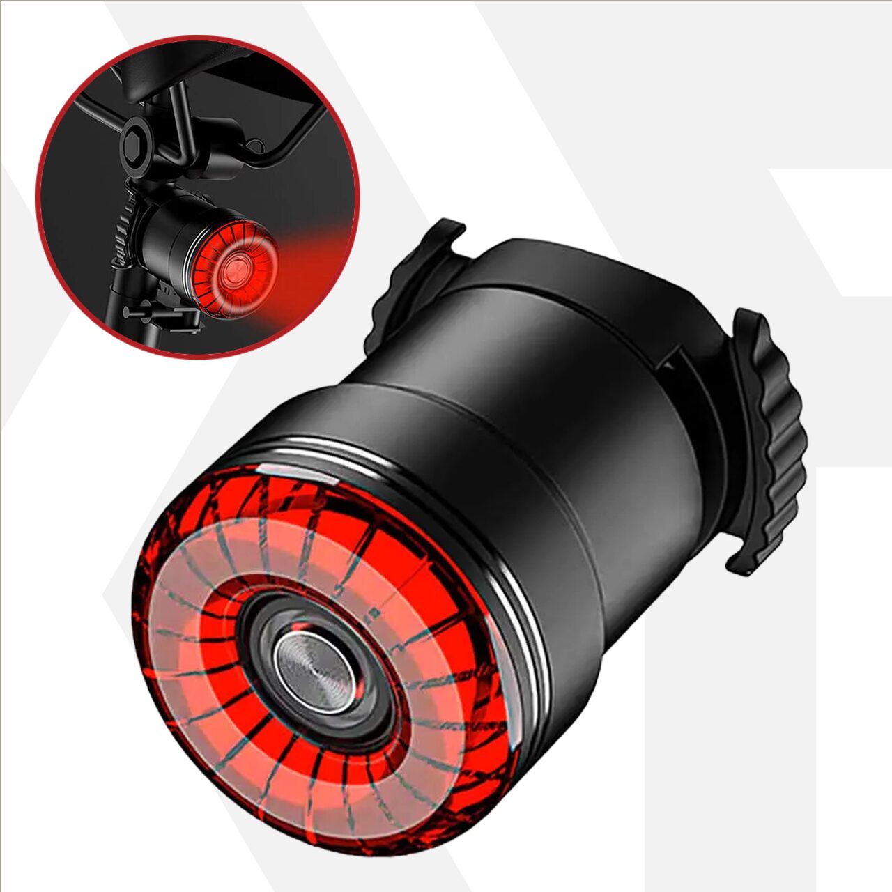Stop bicicleta spate inteligent LED cu senzor frana si lumina, 5 moduri de iluminare, 30 lumeni, baterie 400 mAh, incarcare USB tip C, potrivire universala inclusiv trotineta, scuter, bicicleta electrica, e-bike, rezistent la apa