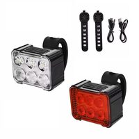Set lumini bicicleta far si stop cu 6 LEDURI, fata si spate, 8 si 12 moduri de iluminare, 180 lumeni+ 25 lumeni, baterie 800 mAh + 500 mAh cu incarcare USB, potrivire universala inclusiv trotineta, scuter, bicicleta electrica, e-bike,rezistent la apa