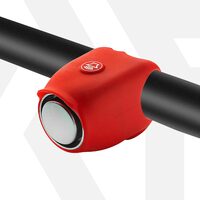 Sonerie bicicleta copii, mini, 120 dB, 4 tipuri de sunete, potrivire universala inclusiv trotineta, scuter, bicicleta electrica, e-bike, prindere ghidon, rosu