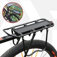Portbagaj bicicleta MTB spate cu stop reflectorizant rosu, prindere pe tija, sarcina maxima 50 kg, 53 x 14 x 35.5 cm, aliaj aluminiu, kit montare inclus, negru
