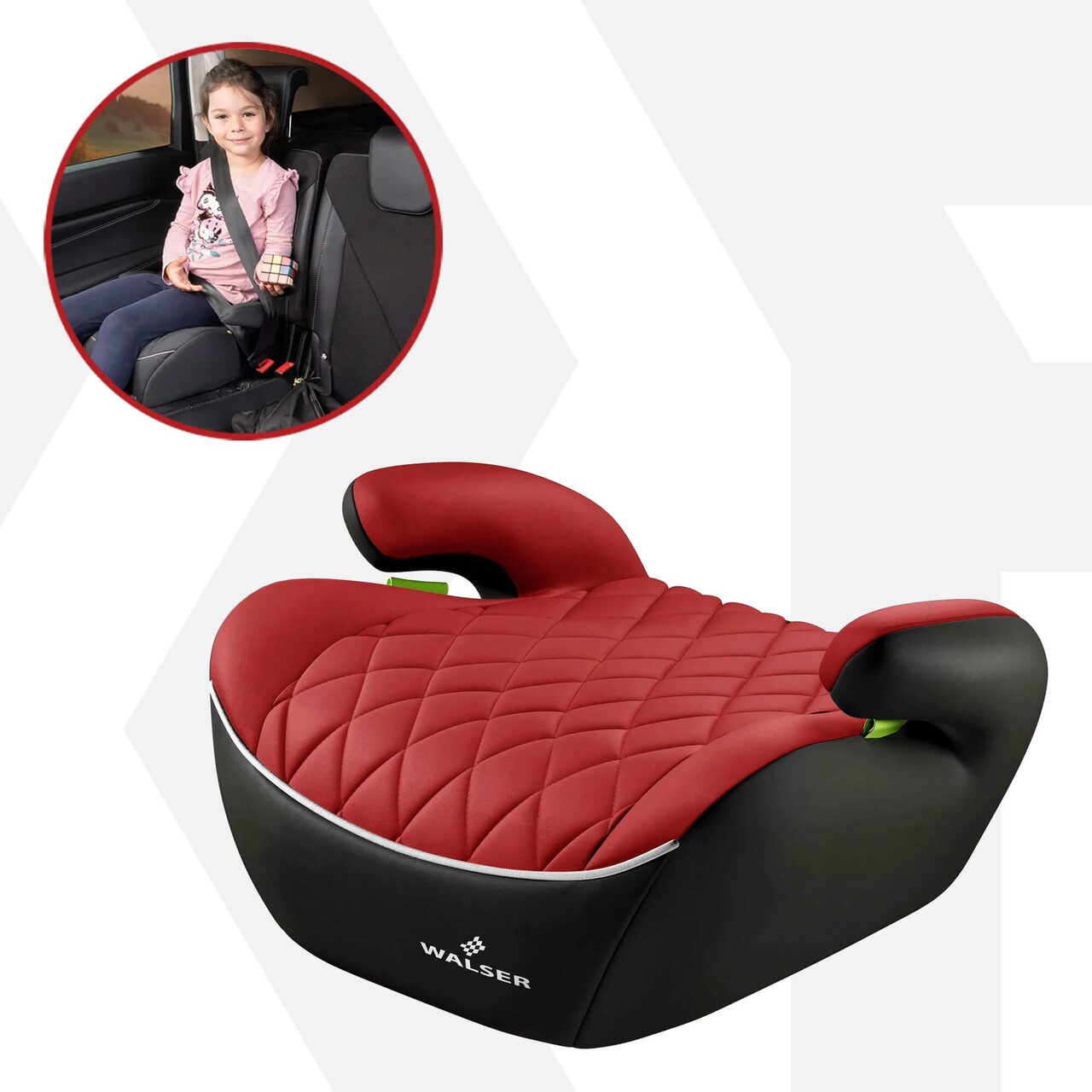 Inaltator Auto Premium pentru copil, Andy, Walser, testat si certificat ECE R 129, 6-12 ani, 125-150 cm, 22-36 kg, universal, negru cu rosu