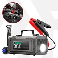 Starter auto multifunctional 2500A, compresor, robot pornire, jump starter booster, functie power bank, 15200mAh, lanterna, 12V, argintiu, geanta depozitare