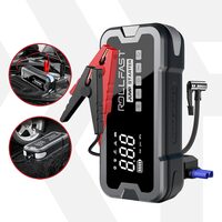 Jump starter baterie auto power si compresor aer, pornire rapida a masinii, 4000A, 12V, functie baterie externa, 24000mAh, lumina LED, argintiu cu negru, geanta depozitare