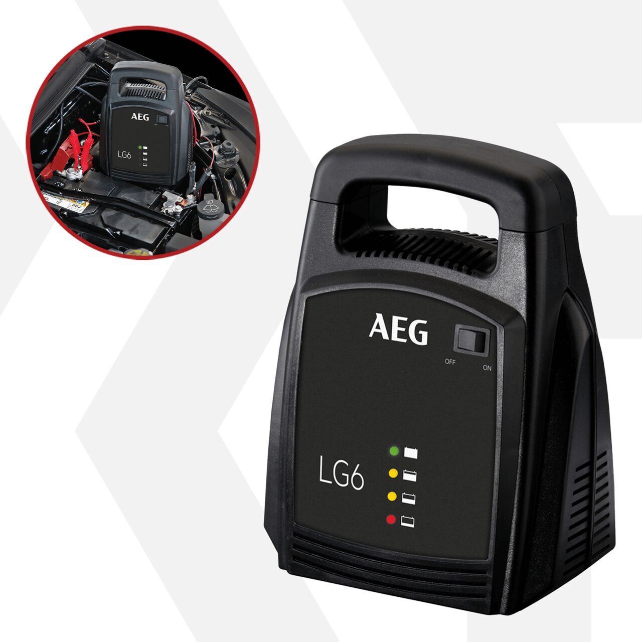 Redresor auto AEG LG6, pentru baterii 12V, 6A, 2 Ah - 60 Ah, LED, acumulatori plumb-acid (SLA), negru - RESIGILAT (produs nou - cu ambalaj deteriorat)