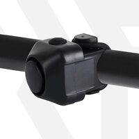 Claxon bicicleta cu baterii, 5 sunete alarma, 130 dB, prindere ghidon, potrivire universala inclusiv trotineta, scuter, bicicleta electrica, e-bike, rezistent la apa - RESIGILAT (produs testat - fara ambalaj original)