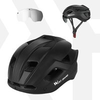 Casca protectie ciclism sosea si MTB cu viziera magnetica detasabila, lumina led de avertizare cu incarcare usb, aerodinamica, ultrausoara, canale de ventilatie, sistem de reglare, marimea L (57-62 cm), EPS+PC, West Biking, negru