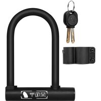 Antifurt bicicleta tip U cu cheie si suport prindere, otel si zinc, 18 x 13 x 2.6 cm, West Biking, negru - RESIGILAT (produs testat - fara ambalaj original)