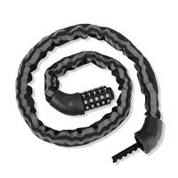 Antifurt bicicleta cu cifru, lungime 85 cm, diametru lant 4 mm, pliabil, otel si zinc, manson textil antipraf, West Biking, negru cu gri