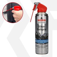 Spray lubrifiant cu silicon, Nigrin Performance, pentru plastic, cauciuc, metal si lemn, 500 ml, cu aplicator
